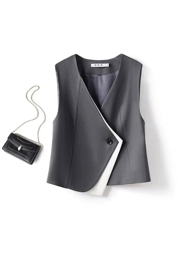 Old money style irregular suit vest women's vest 2025 spring and autumn new layered commuting professional capable shoulders