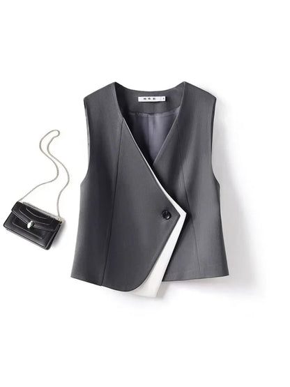 Old money style irregular suit vest women's vest 2025 spring and autumn new layered commuting professional capable shoulders