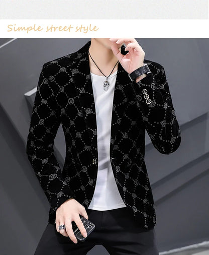 Fashion Handsome Slim Fit Corduroy Suit for Men High Quality Young Boutique Style Single Breasted West Coat M-5XL