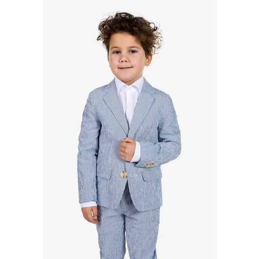 Boy Suits Chic Notch Lapel Single Breasted Pinstripe Blazer with Pants Formal Daily Casual Fashion Slim Children's Clothing