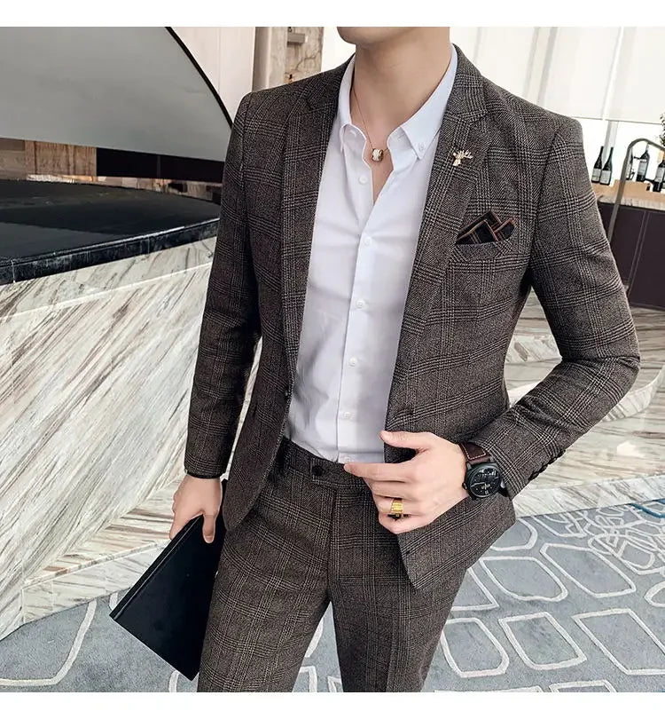 Men's Hemp Linen Suit (Blazer + Pants) – Smart Casual British Style for Business, Wedding & Everyday Wear