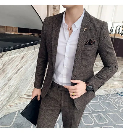 Men's Hemp Linen Suit (Blazer + Pants) – Smart Casual British Style for Business, Wedding & Everyday Wear