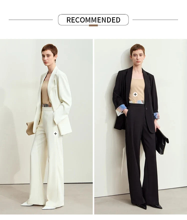 Minimalism Women Tailored Coat 2024 Autumn New Office Lady Lapel Collar Print Patchwork Mid-length Loose Blazer 12443016