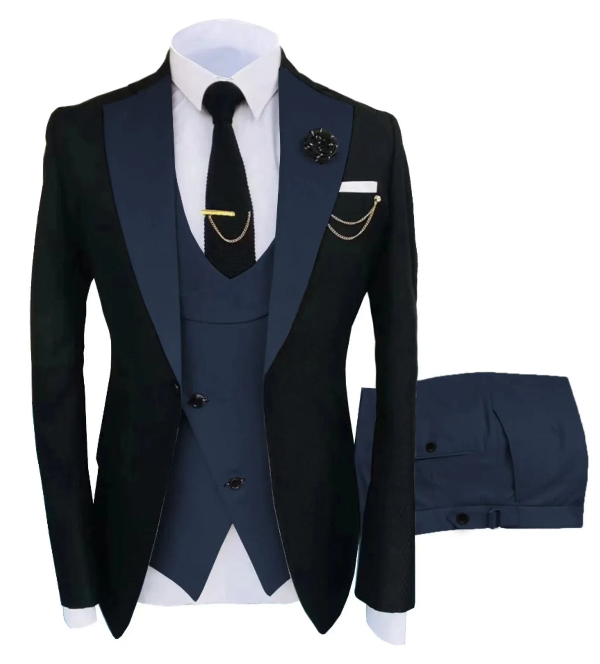 Costume de mariage 3 pièces pour homme – Veste, gilet et pantalon – Coupe ajustée – Tuxedo pour garçons d'honneur, costume pour adultes, pour les fêtes de mariage estivales à la plage