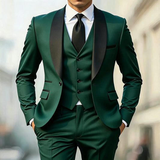 Men's 3-Piece Single Breasted Formal Suit – Slim Straight Fit for Weddings, Office & Special Occasions