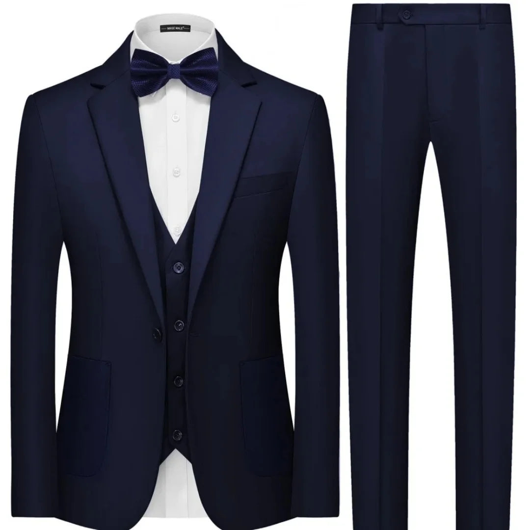 Emerald Green Slim Fit Men 3 Piece Suit Set, Premium Fashion Formal Wedding Party Outfit with Jacket Vest Pants
