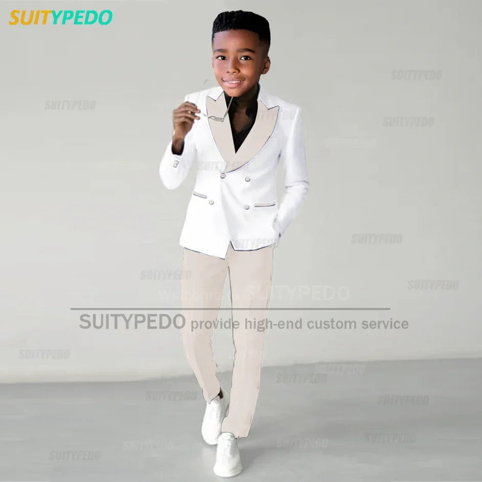 Fashion Children Suit Sets Luxury Wedding Party Flower Boys Slim Fit Costumes Graduation Ceremony Formal Blazer Pants Two Pieces