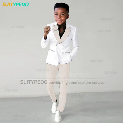 Fashion Children Suit Sets Luxury Wedding Party Flower Boys Slim Fit Costumes Graduation Ceremony Formal Blazer Pants Two Pieces