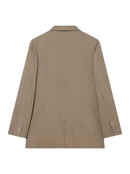 Women Oversized Blazer Single Breasted Lapel Long Sleeve Loose Suit Jacket Elegant Casual Office Lady Outerwear