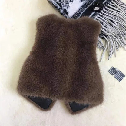 Women Fur Vest New Autumn Winter Female Waistcoat Korean Warm White Black Pink Faux Fur Jacket Fashion Tank Top Sleeveless Coats