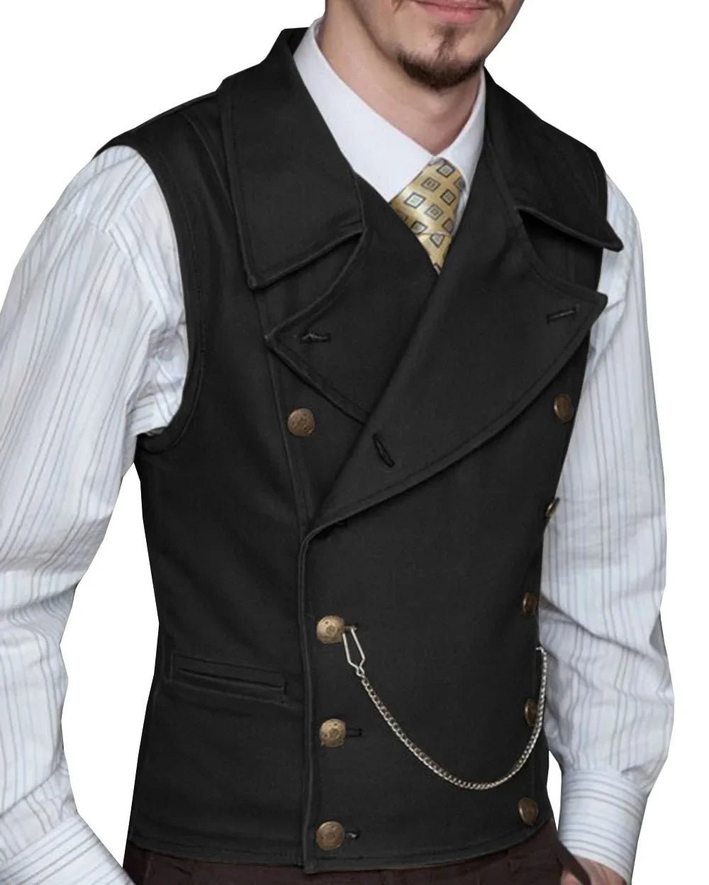 Men's Double Breasted Waistcoat – Solid Color Formal Vest for Weddings & Events