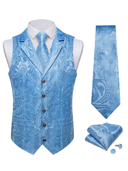 Men's Suit Vest & Tie Set – Paisley Jacquard Waistcoat for Weddings and Formal Occasions