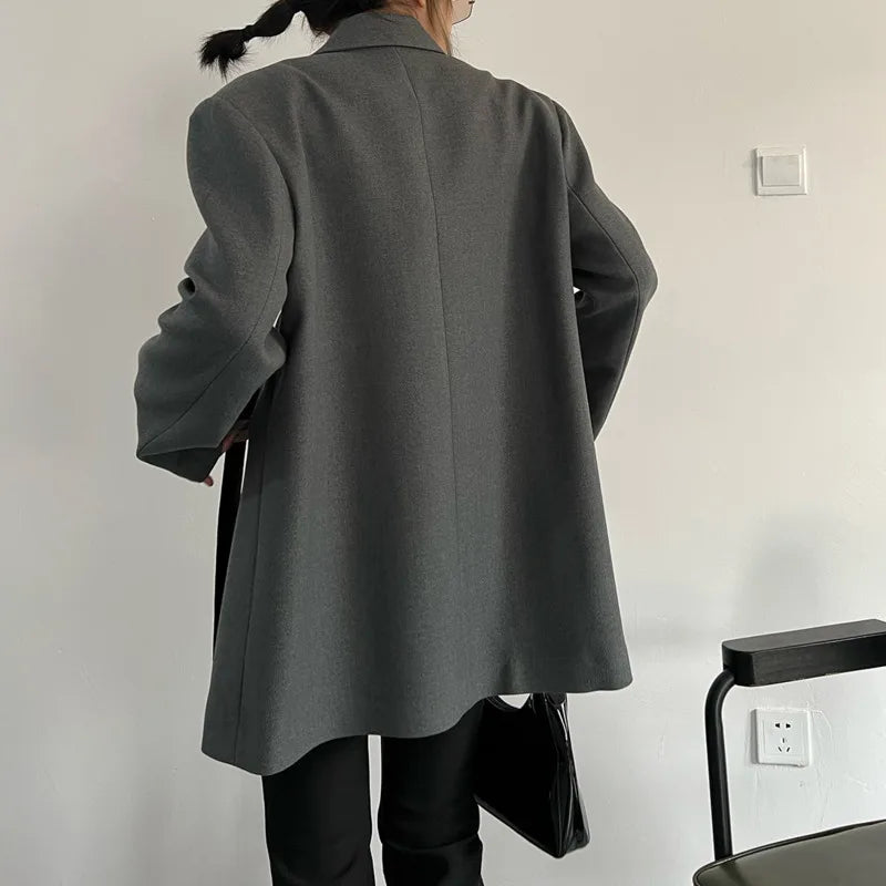 Spring Autumn New Women Blazer Niche Design Split Hem Ribbon Elegant Casual Fashion Chic Jacket High-end Trend Coat HK17058