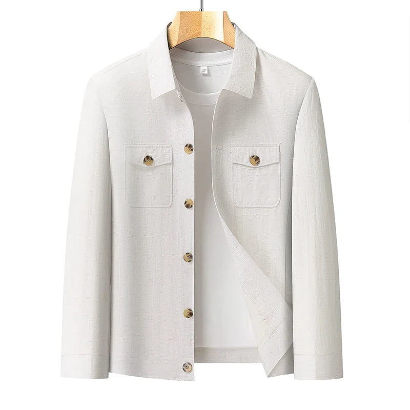 Spring and Autumn Lightweight Jacket Coat - Fashionable and Versatile Cotton Shirt Suitable for Young and Middle-Aged People