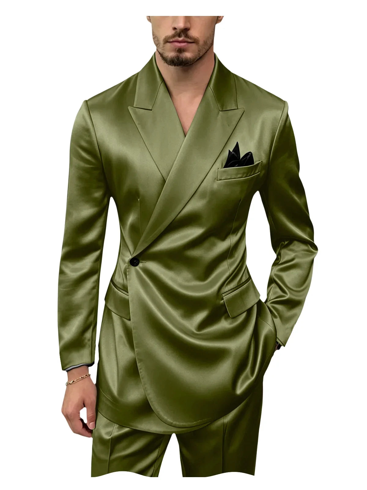 Men's Satin 2-Piece Slim Fit Suit for Wedding, Prom, and Formal Occasions