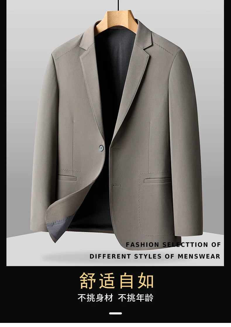 Blazer Outdoor Men's Casual, Fashionable, Trendy, Sporty Solid Color, Slimming British Style Business Gentleman Wedding Blazer