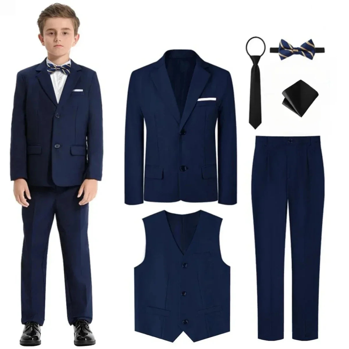 Kids Clothes Boys Suit Wedding Formal Outfit Set Children Easter Church Gentleman Ring Bearer Perform Tuxedo Teenagers Blazer