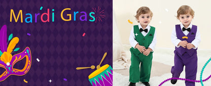 Baby Boy Purple Outfit Toddler Mardi Gras Suit Infant Easter Church Set Halloween Birthday Party Gift Formal Photography Clothes
