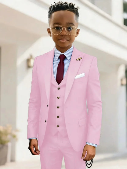 Formal Boys Suits 3 Pieces Wedding Ring Bearer Outfit Handsome Peak Lapel Homecoming Suit Set Fast Delivery Tuxedo 2-20T