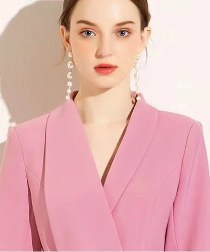 High Quality Women Belt Business Attire blazers Trousers Suits Set 2 Piece Elegant Slim Fit Pink Formal Office Lady Blazer Suits