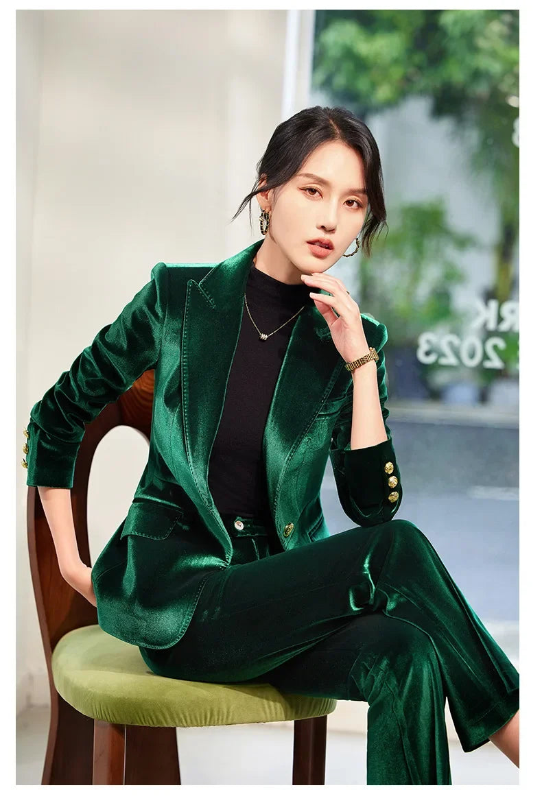 High-end Velvet Suit for Women2024Autumn Winter New High-end Professional Fashionable Elegant Capable Suit