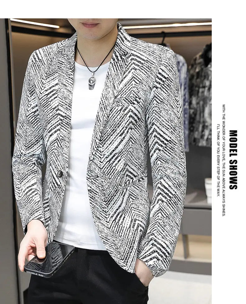 Blazer Men's Fashion Outdoor Travel Gentleman Wedding Slimming Business Versatile Trendy Casual Korean-style Formal Wear Blazer