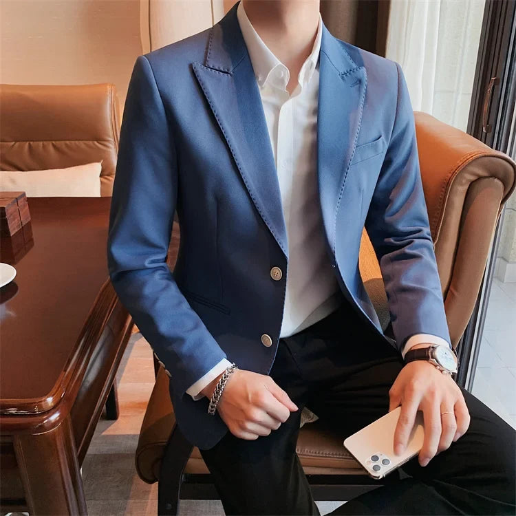2022 Classic Green Blue Jacket Uniform Groom Tuxedos Mens Wedding Suits Peaked Lapel Man Business Blazer Groomsmen Prom Dress