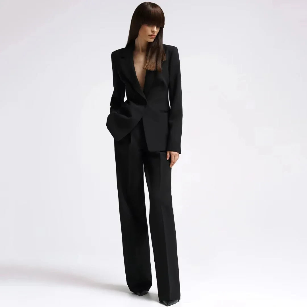Women Suit 2 Pieces Red With Lapel Single Button For Wedding Party Business Work Daily Commute Casual Shopping Blazer And Pant