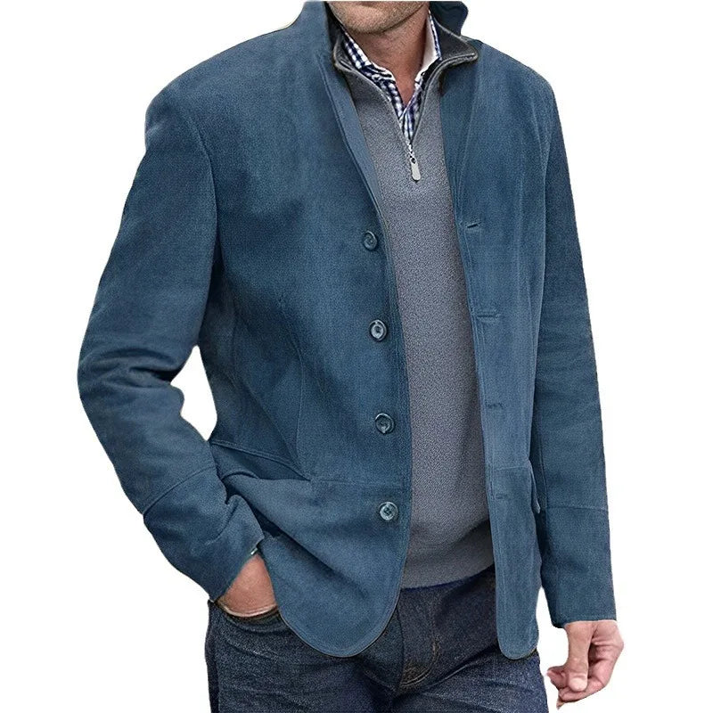 Fall Winter Men's Casual Lapel Coat Vintage Style Cross-Border Fashion Outerwear Straight Hemline Long Sleeve Adult Winter Coat