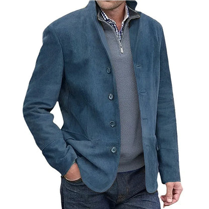 Fall Winter Men's Casual Lapel Coat Vintage Style Cross-Border Fashion Outerwear Straight Hemline Long Sleeve Adult Winter Coat