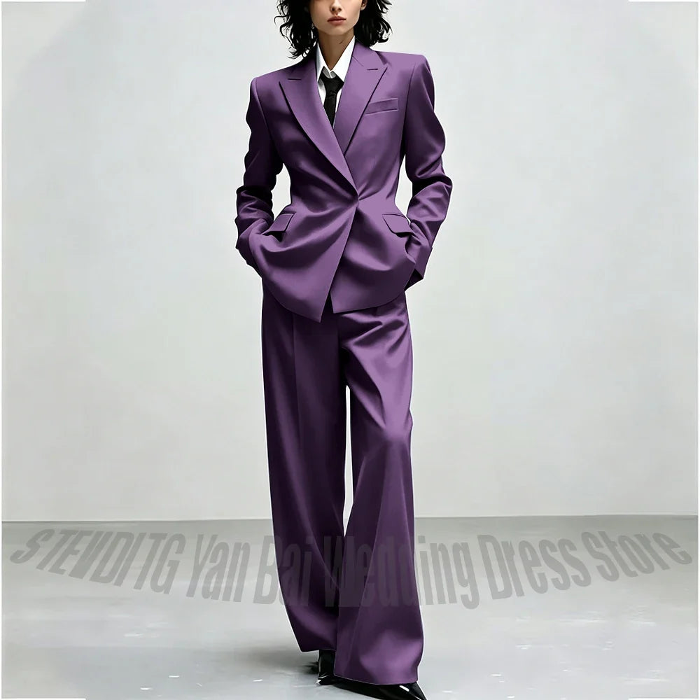 Casual Women Suit Trendy Solid Black Long Sleeve Lapel Straight Fashion Jacket Pants All-Match Shopping Street Style Daily Wear
