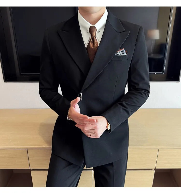 Men's 3-Piece Slim Fit Suit Set – Jacket, Vest & Pants for Wedding, Prom & Business