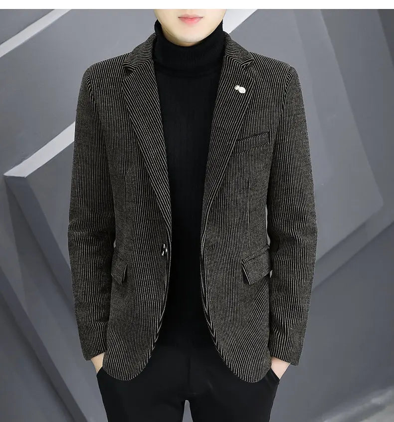 Blazer Autumn and Winter Men Fashionable Outdoor Wedding Slimming Business Casual Korean Version Golden Mink Velvet Girl Blazer
