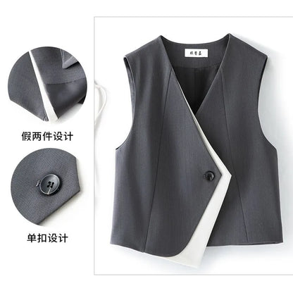Old money style irregular suit vest women's vest 2025 spring and autumn new layered commuting professional capable shoulders