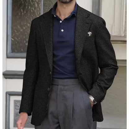 Men's Suit Jacket Houndstooth Slim Fit Single Breasted for Casual and Formal Wear