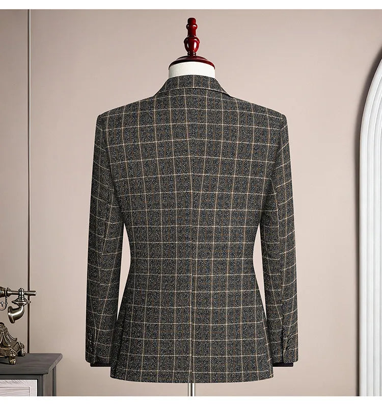 Men's Blazer Single Breasted Casual Business Jacket — Black & Coffee Brown