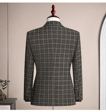 Men's Blazer Single Breasted Casual Business Jacket — Black & Coffee Brown