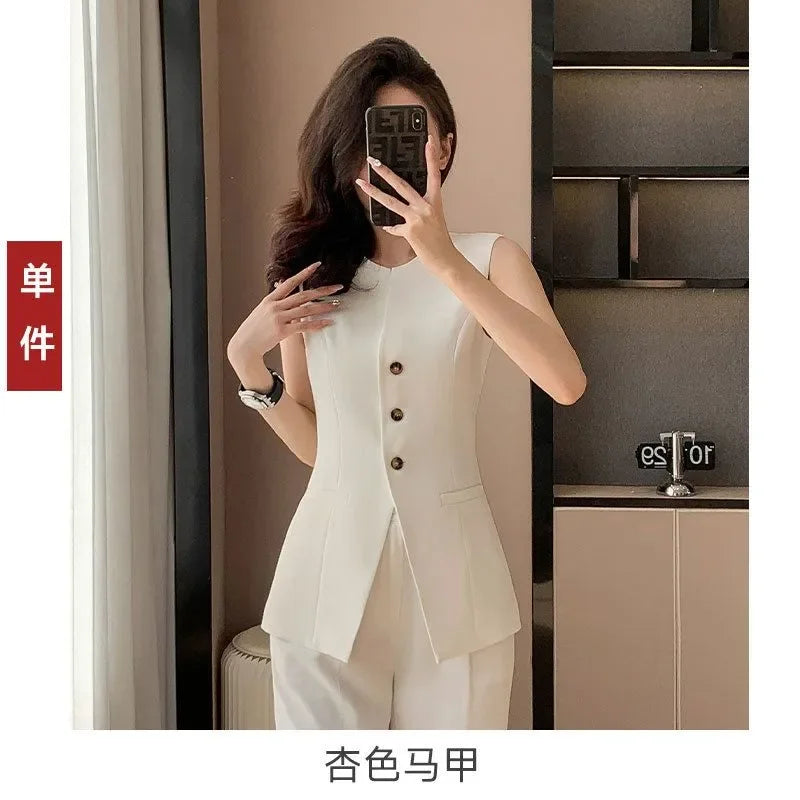 2025 New High-end Women's Spring and Summer Elegant Sleeveless Suit Vest Top