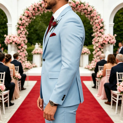 Men's 2-Piece Velour Suit – Slim Fit Blazer and Pants for Wedding, Prom & Formal Occasions