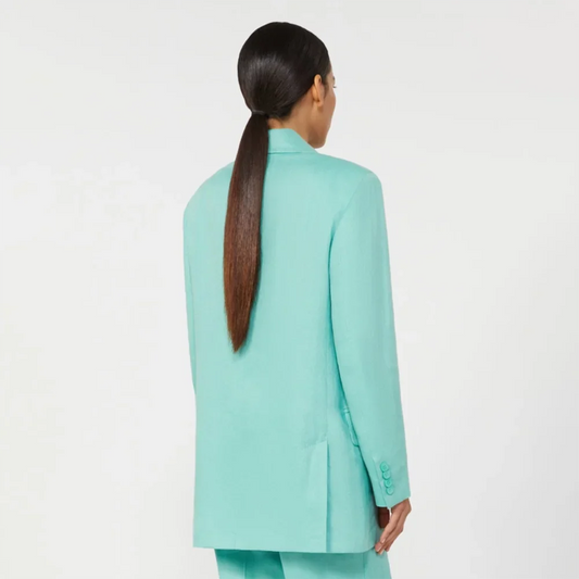 Elegant Women's Turquoise Blazer Suit Summer Casual Double Breasted 2-Piece Jacket+Pants Set Formal Dinner Party Outfit