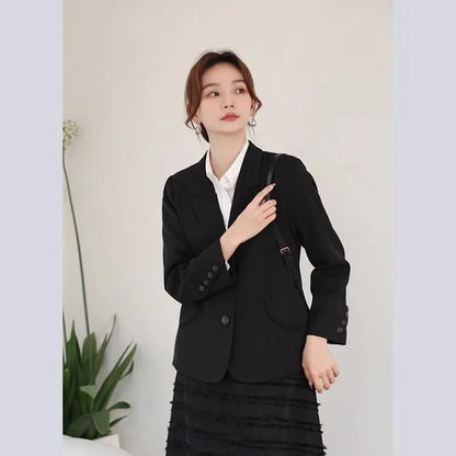 Women's 2025 New Korean Petite Niche Design Solid Slim Fit Blazer High Quality Slimming Minimalist Work Spring Autumn