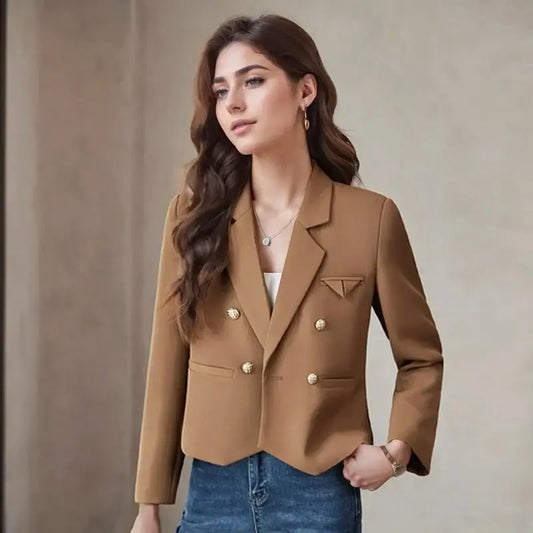 Women Short Coat Spring Spring Autumn Suit 2025 New Fashion Korean Long Sleeve Chic Cropped Blazers Woman Jacket Casual Office