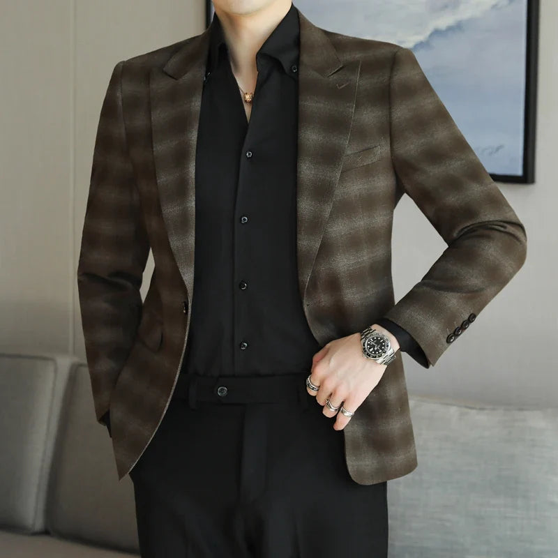 Men's Slim Fit Army Green Casual Blazer – Single Breasted Smart Casual Suit Jacket
