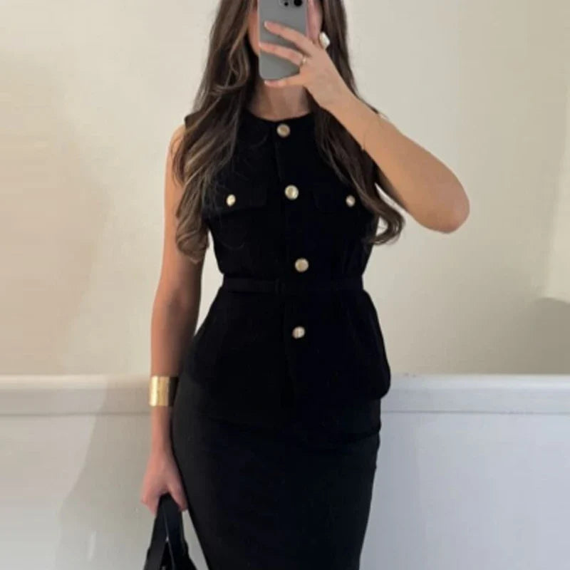 2025 Women's Vest Jackets Cropped Sleeveless Vest Woman Outerwears Belt Summer Casual Coats Black Pink Vest Button Jacket