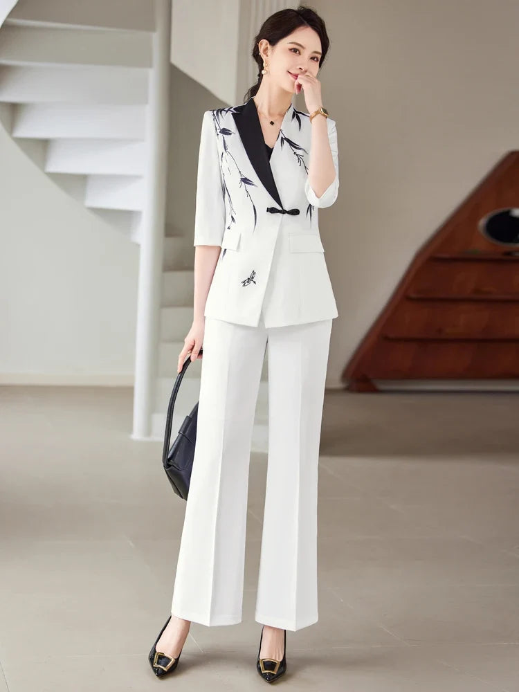 Mid-Sleeve Suit, Pants, Elegant Temperament, Most Unique, Spring and Summer, 2024 New