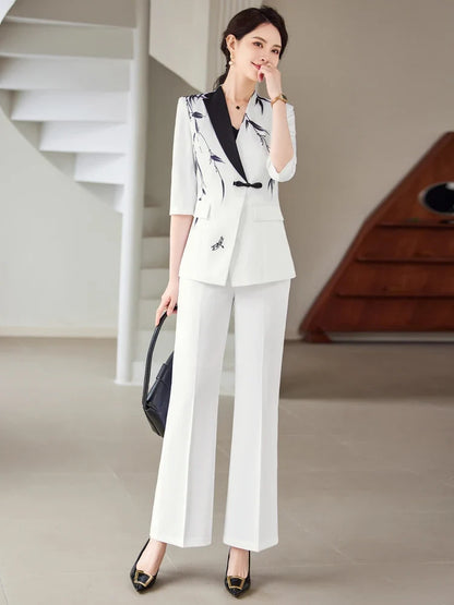 Mid-Sleeve Suit, Pants, Elegant Temperament, Most Unique, Spring and Summer, 2024 New