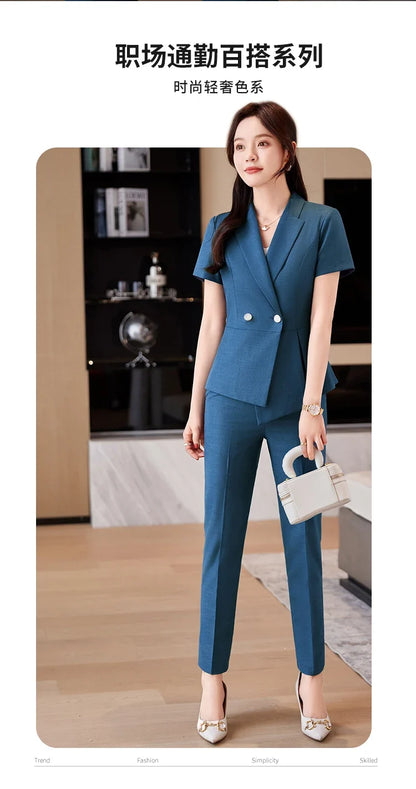 Women's Short-Sleeved Suit Elegant Fashionable Pants Spring Summer Collection 2026 New