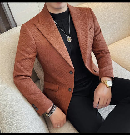 Autumn Winter Single Breasted Wedding Suit Jacket for Men Business Casual Slim Fit Blazers Banquet Party Social Suit Jackets