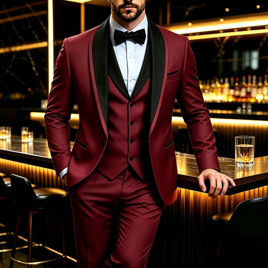 Men's Fitted Blazer Suit 3pcs Set (blazer + Vest + Trousers), Suitable for Business, Wedding And Party Wear