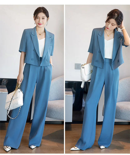 Blazer Short Suit Small Workplace Commuting Temperament Thin Suit Summer Button Suit OL Work Clothes Pant Sets